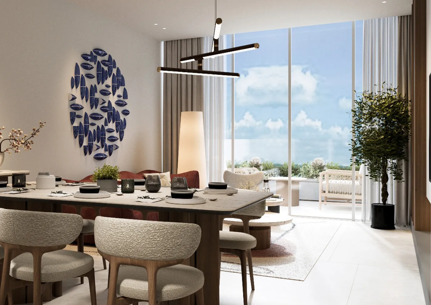 Interior of a Luluat Marina residence with marina outlook